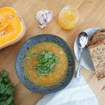Miso coriander honey and pumpkin soup