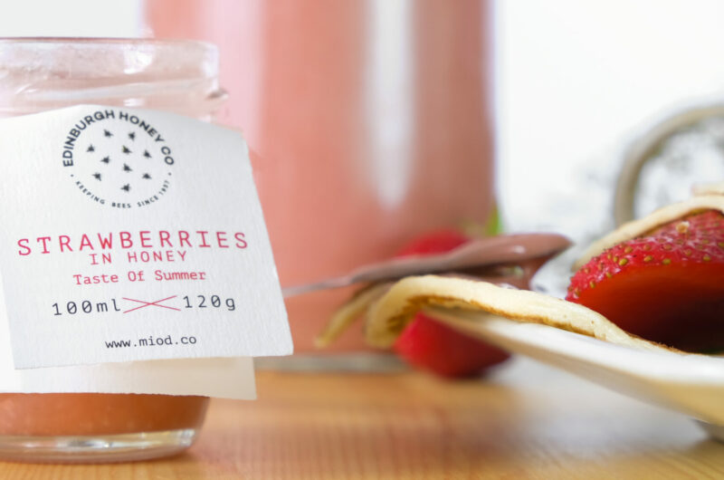 Honey with strawberries