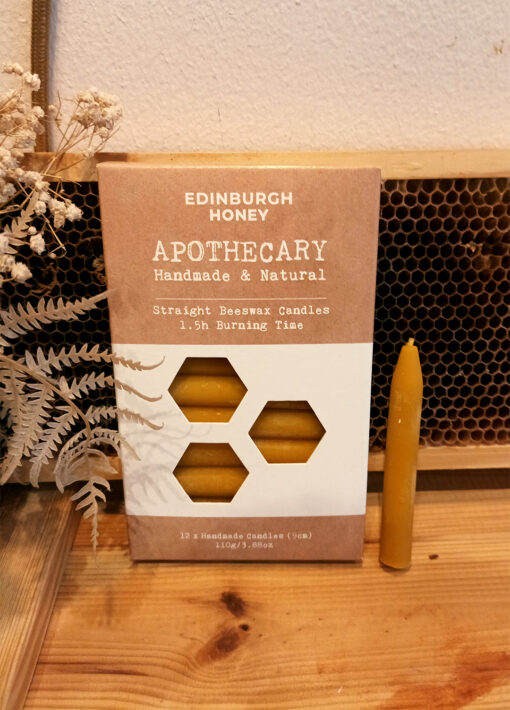 STRAIGHT BEESWAX CANDLE 9CM BOX OF12